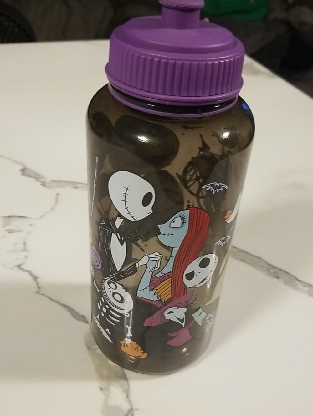 Disney The Nightmare Before Christmas Purple-Top Character Plastic Water Bottle